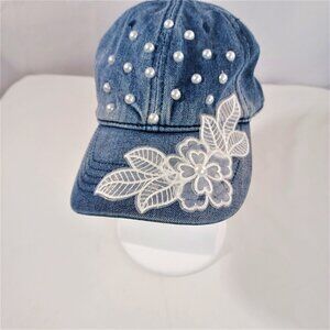 Embellished Baseball Cap Upcycled Denim Hat